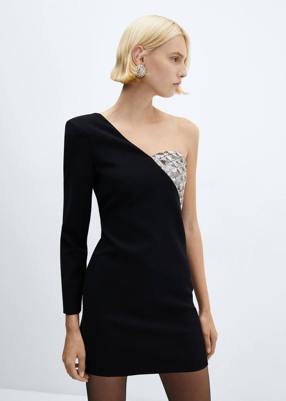 Robe asymétrique sequins -  Femme | Mango France | MANGO (FR)