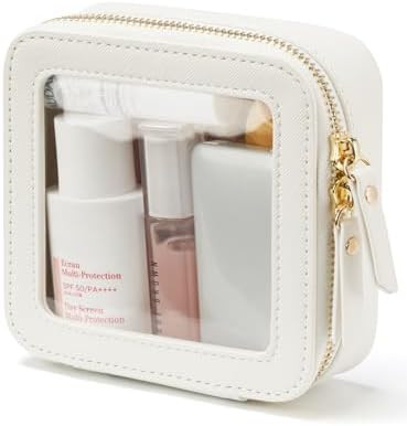 Popvibe Clear Makeup Bag Travel Cosmetic Case Transparent Toiletry Bag with Zipper, Portable Make... | Amazon (US)