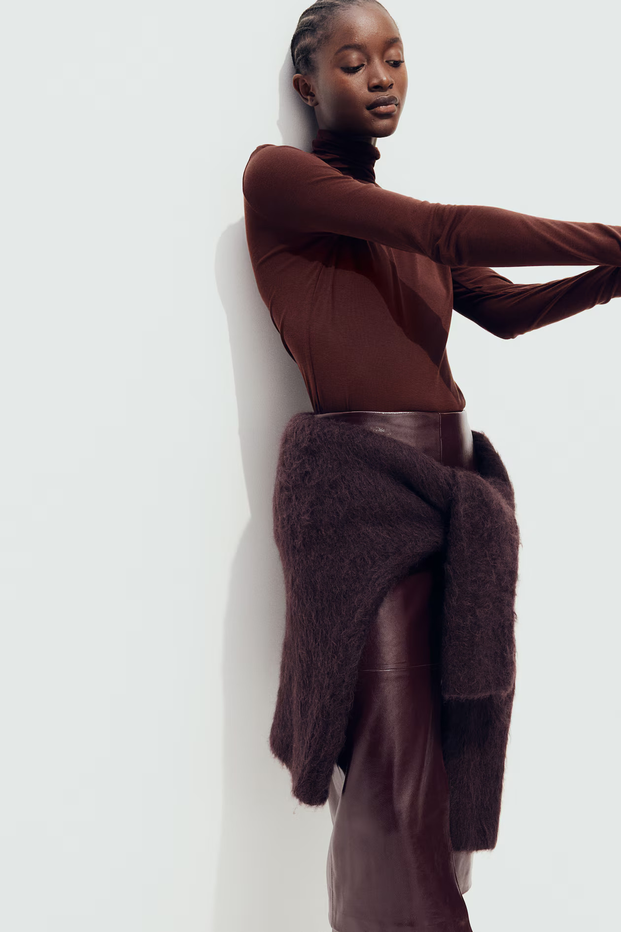 Pima cotton turtleneck top - Burgundy - Ladies | H&M GB | H&M (UK, MY, IN, SG, PH, TW, HK)