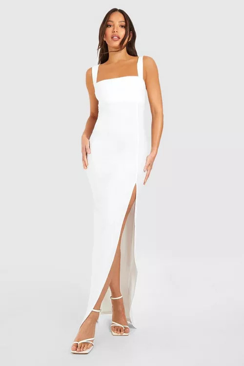 Tall Square Neck Side Split Maxi Dress | Boohoo.com (US & CA)