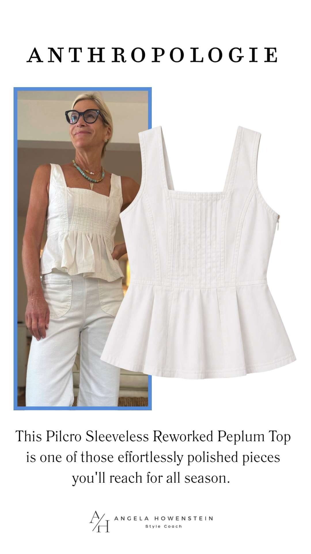 This Pilcro Sleeveless Reworked Peplum Top is one of those effortlessly polished pieces you'll reach for all season. The flattering peplum silhouette, textured detailing, and crisp white fabric make it perfect with jeans, shorts, or linen pants for an easy everyday look.

❤️ Heart = Support my posts
📌 Save = Get sale & restock alerts
🛍️ Follow me on LTK for more effortless style inspiration. 

 #LTKootd #LTKSeasonal #LTKOver40