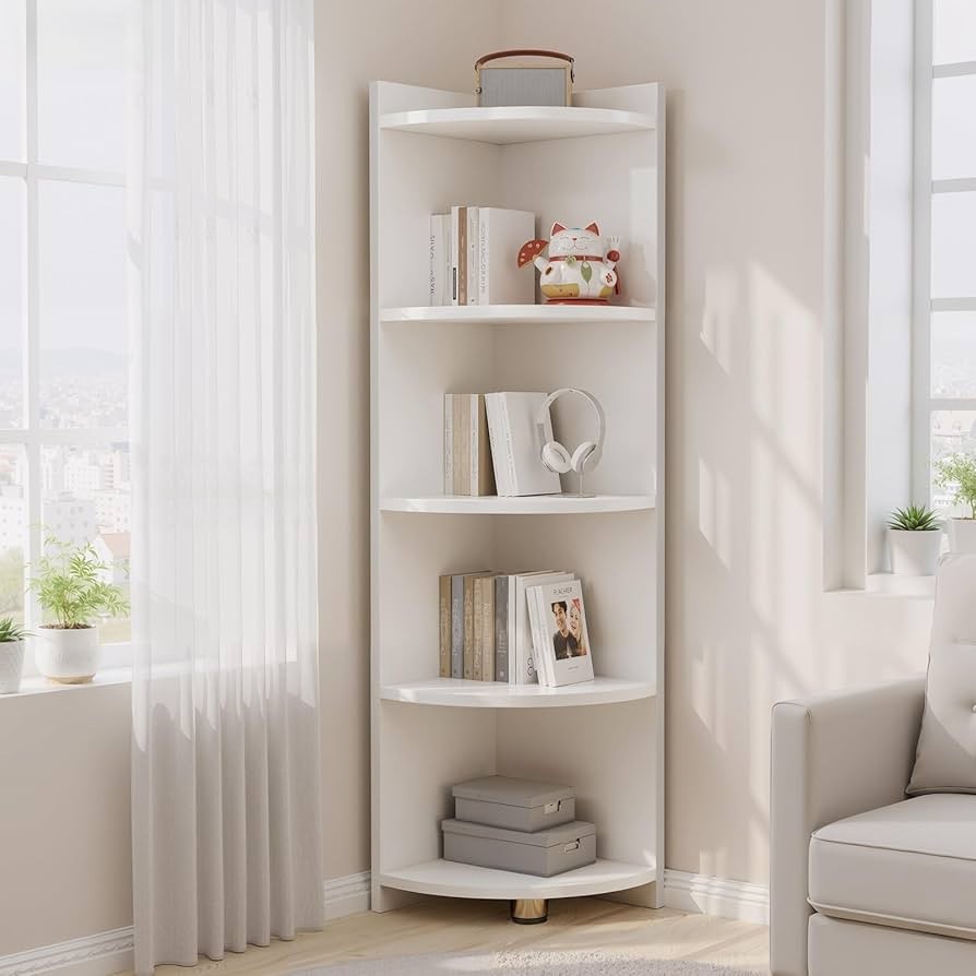 Solid Wood Bookshelf, Storage Shelf, Floor-Standing Corner Cabinet, Living Room, Triangular Bedro... | Amazon (US)