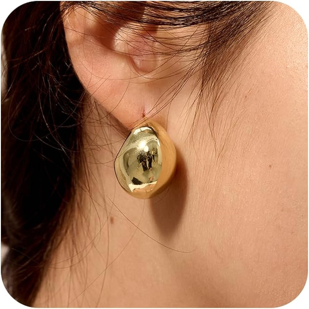 Moodear Chunky Gold Hoops Earrings for Women 14K Gold Plated Dainty Open Hoops Earrings for Women... | Amazon (US)