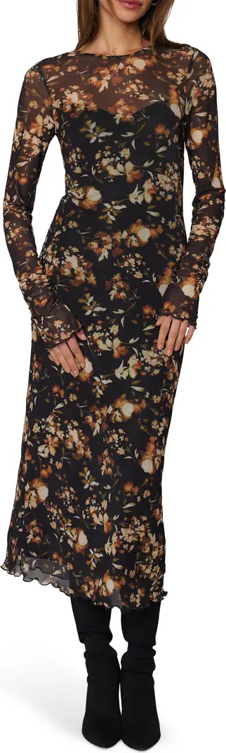 Moonlit Meadow Floral Print Long Sleeve Midi Dress | Nordstrom