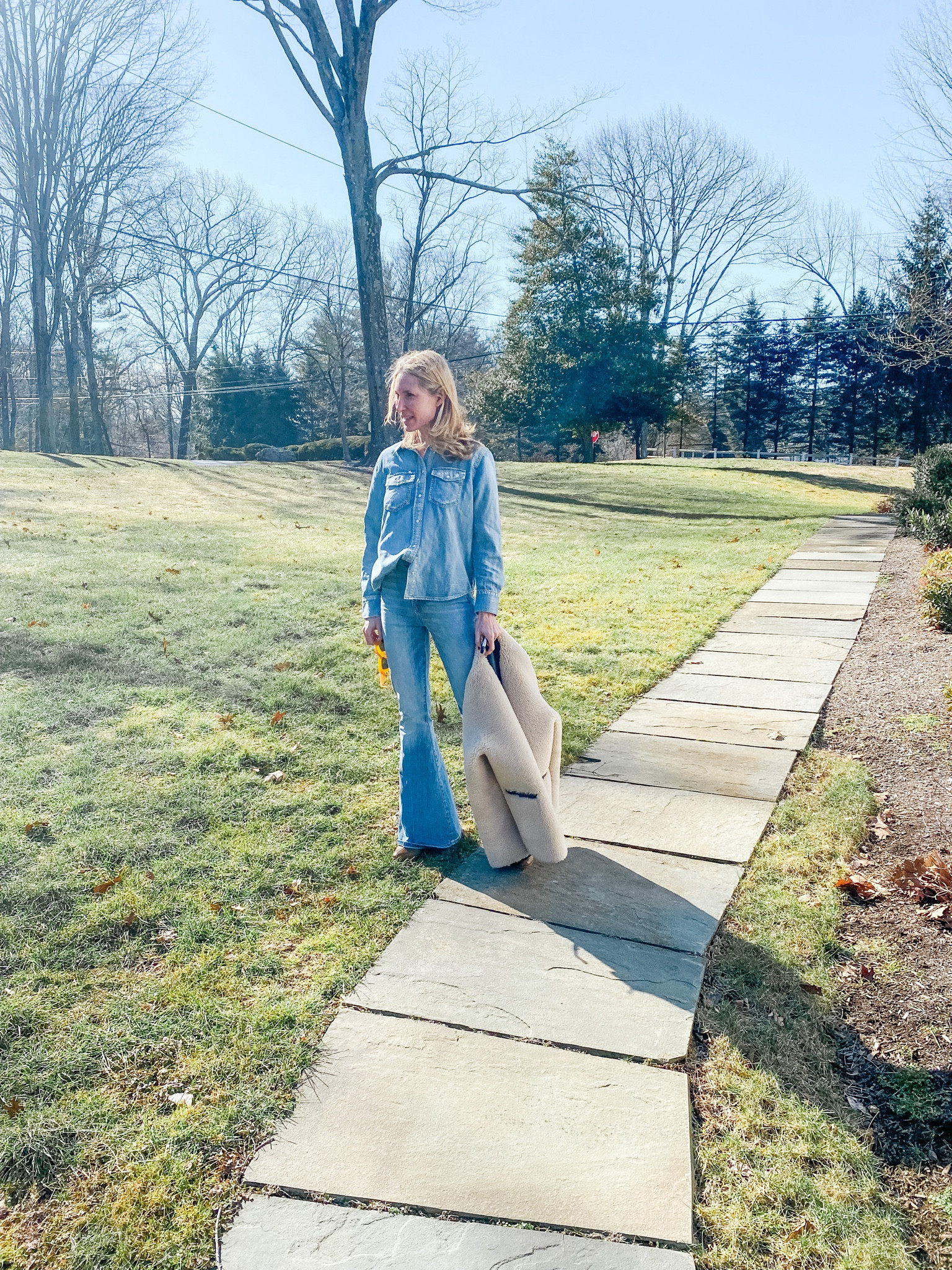 Denim on denim look including my new favorite flare jeans and denim shirt 

#LTKSeasonal #LTKstyletip #LTKFind