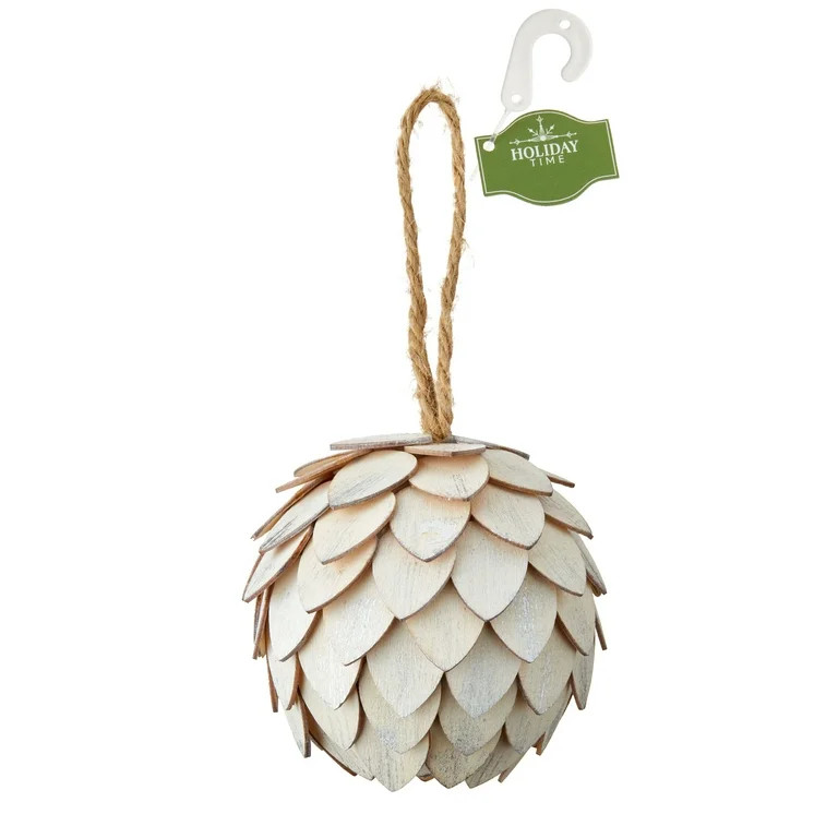 White Pinecone Hanging Ornament, 3.54 in, by Holiday Time - Walmart.com | Walmart (US)