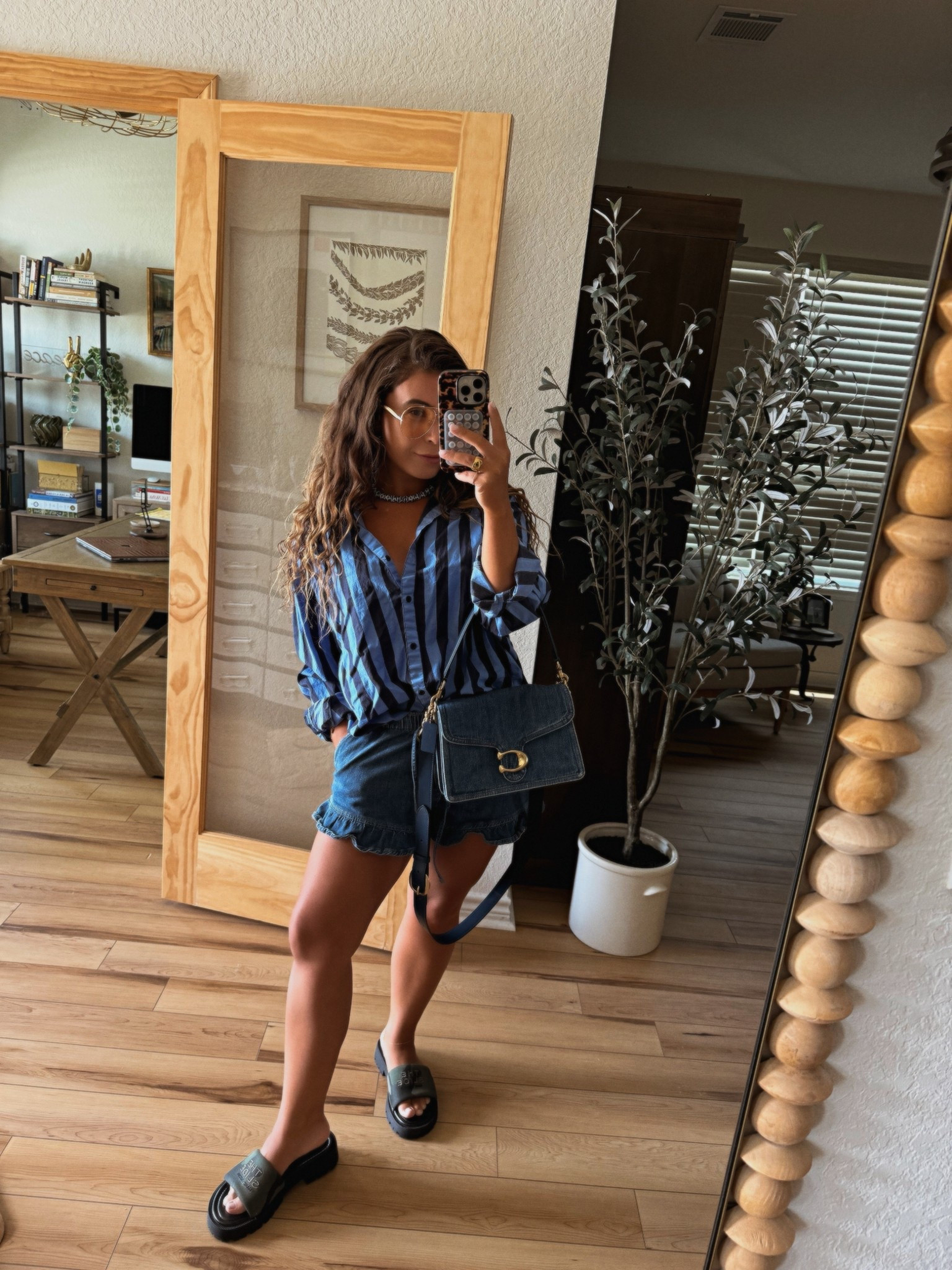 OOTD coach denim bag blue stripe Aerie

#LTKStyleTip #LTKShoeCrush #LTKTravel