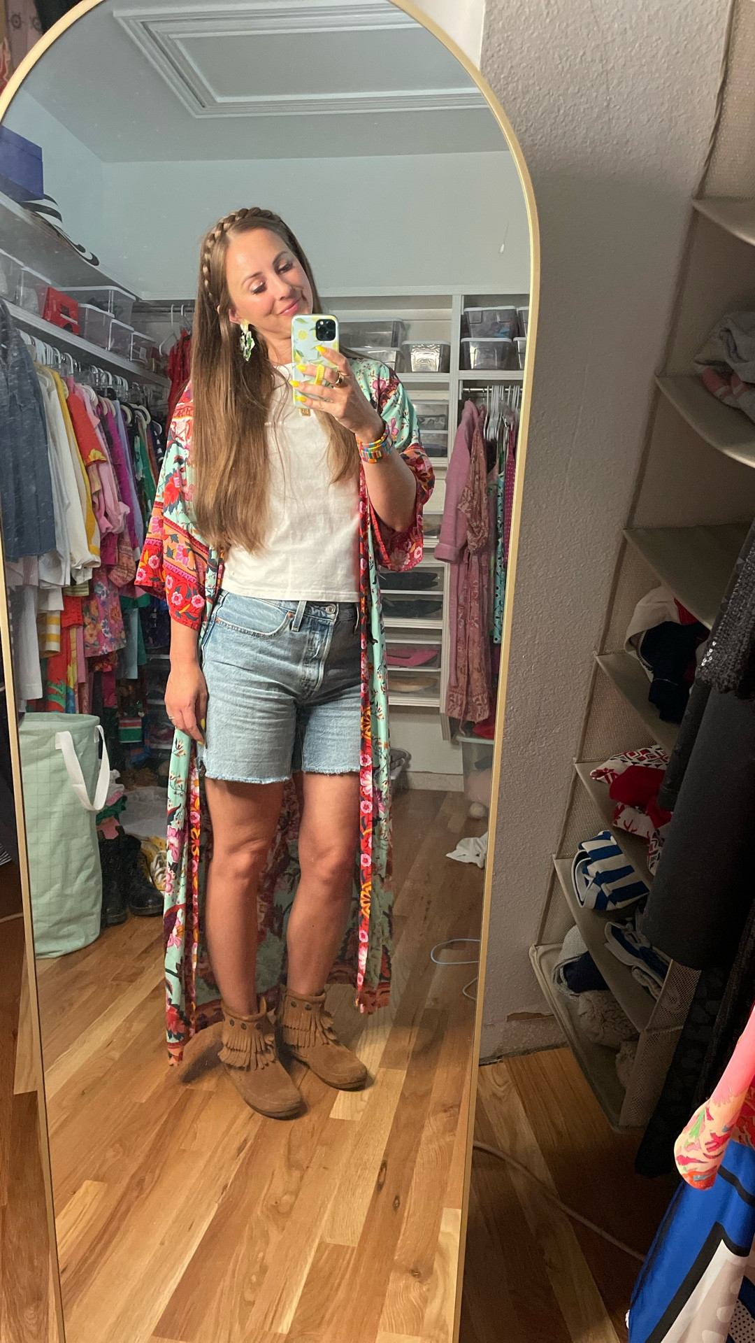 Casual little dinner and a movie date night look!

Shorts and a tee because it’s a million degrees, kimono for when it’s chilly in the movie theater.

I couldn’t link it here, but my headband is from Madison Braids in the color ashy light brown.

Discount code for the earrings is Beth15 ✨

#LTKStyleTip #LTKFindsUnder50 #LTKOver40