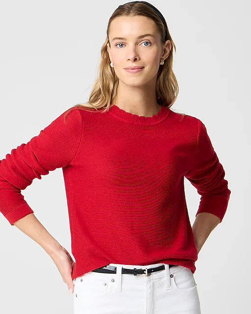 Scalloped crewneck sweater | J.Crew Factory