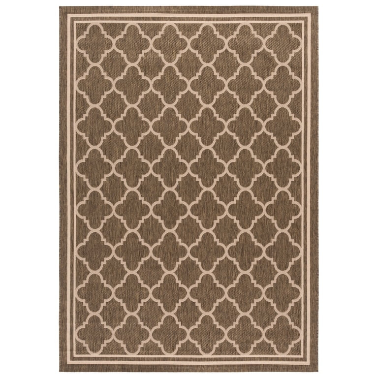 Safavieh Courtyard Alina Geometric Quatrefoil Indoor/Outdoor Area Rug, Brown/Bone, 5'3" x 7'7" | Walmart (US)