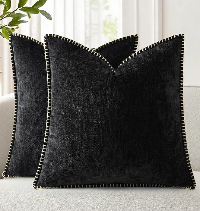 decorUhome Spring Chenille Soft Cozy Throw Pillow Covers 20x20 Set of 2, Modern Farmhouse Boho Ve... | Amazon (US)