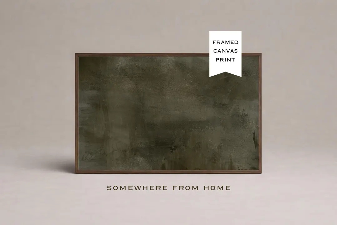 Oversized Canvas Wall Art Green Abstract Framed Art Print, Neutral Original Painting | Etsy (US)