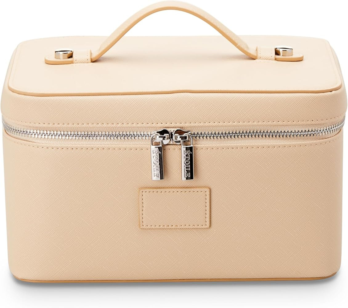 ETOILE - Vanity Case Beige - Stylish Travel Makeup Bag Organizer with Dividers | Amazon (US)
