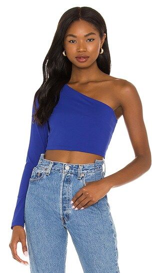 One Shoulder Crop Long Sleeve Top | Revolve Clothing (Global)