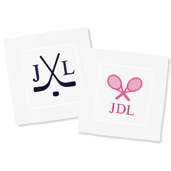 Embroidered Motif Cocktail Napkins (Set of 4) | Sprinkled With Pink