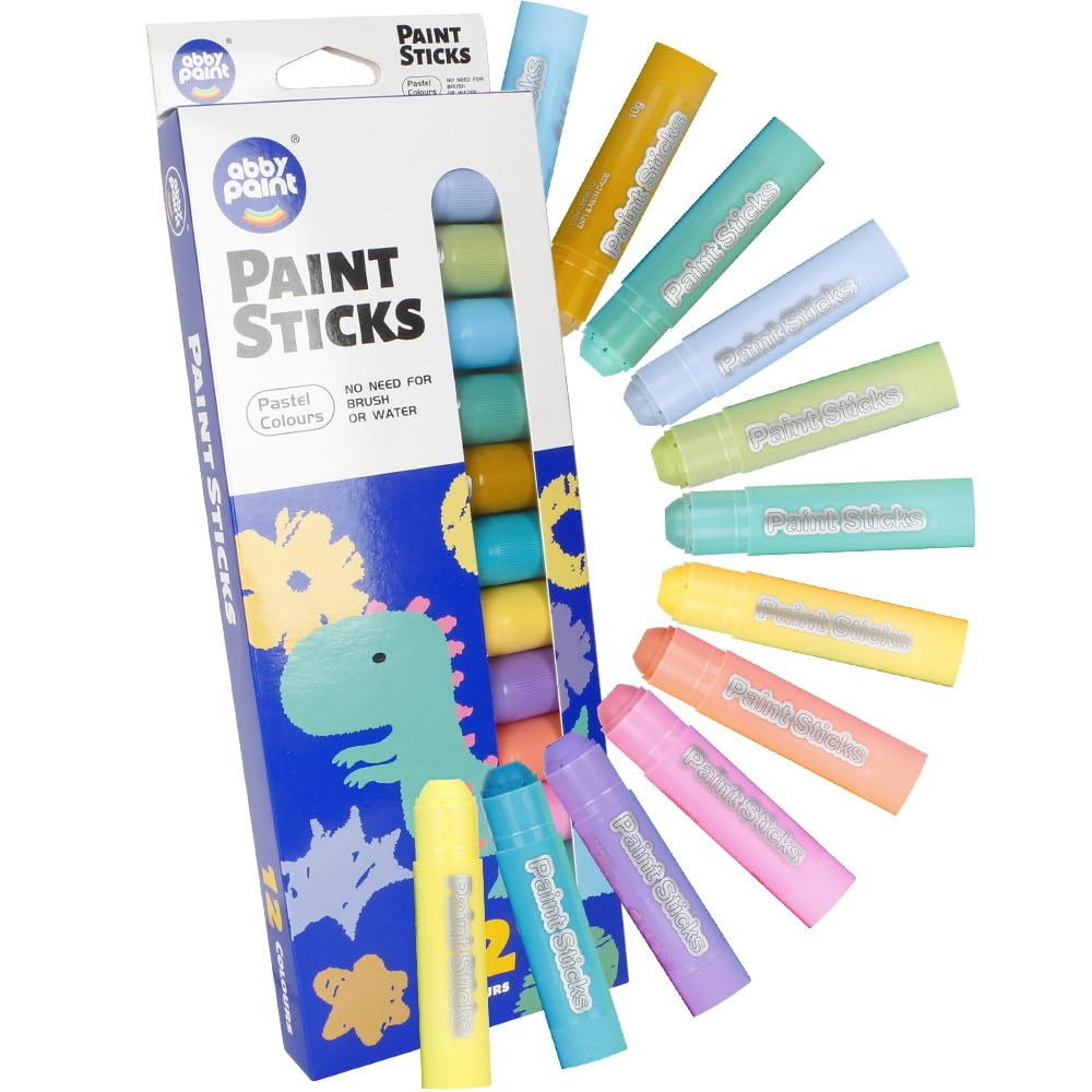 12 Pastel Colors Tempera Paint Sticks Set, Quick-Drying & Washable, Non-Toxic Art Supplies for Kids, Artists, Classroom, Mess-Free Crafting on Paper, Wood, Glass | Amazon (US)