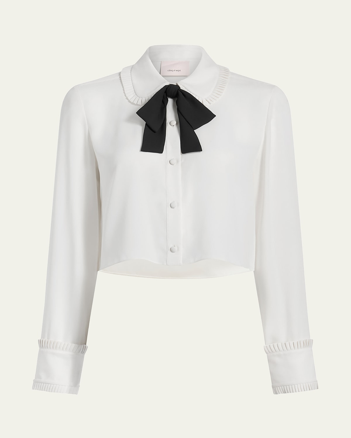 Zaida Neck-Tie Cropped Button-Front Shirt | Bergdorf Goodman