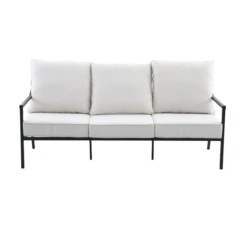 My Texas House Cambria X-Back Outdoor Steel Sofa with Cushions, Black | Walmart (US)