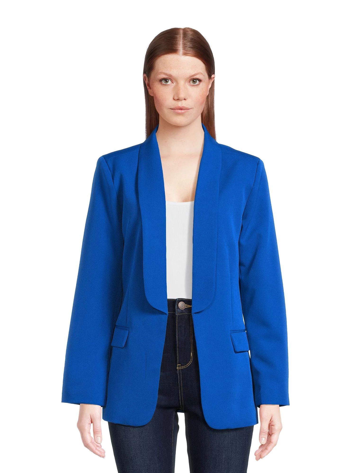 Attitude Unknown Women's Shawl Collar Relaxed Fit Solid Blazer, Sizes XS-XL | Walmart (US)