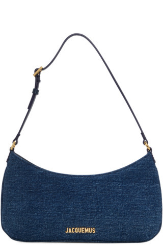 Jacquemus - Navy Le Raphia 'Le Bisou Denim' Shoulder Bag | SSENSE