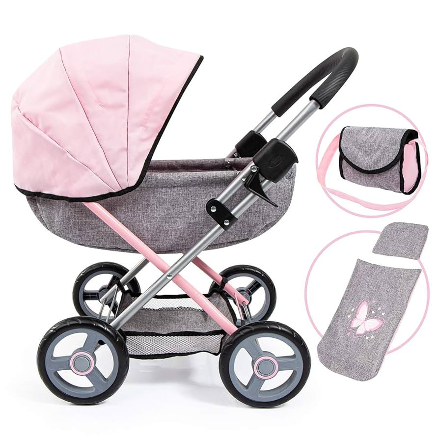 Bayer: 4-in-1 Toy Baby Doll Pram Stroller Cosy Set - Dolls Up to 18" (Pink/Grey) | Baby Dolls | P... | Amazon (US)