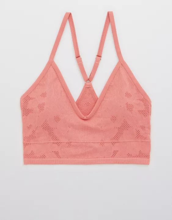 Aerie Seamless Jacquard Padded Longline Bralette | American Eagle Outfitters (US & CA)