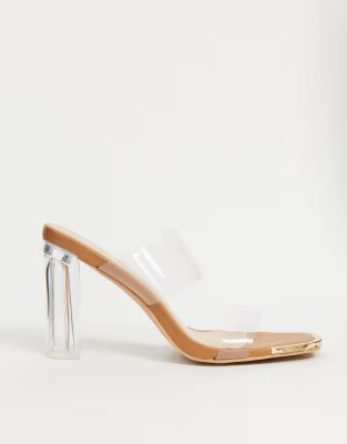 Simmi London Heidi double strap mules with toe plating in clear | ASOS (Global)