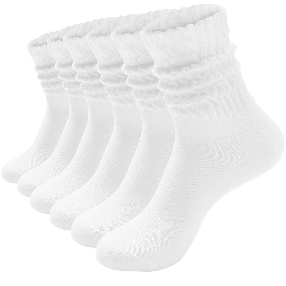 HAVE A TREE 3-6 Pack Women's Slouchy Crew Socks - White Cushioned Scrunch Boot Socks Size 5-11 | Amazon (US)