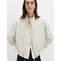 M&S Cotton Rich Funnel Neck Bomber Jacket Ivory Mix | Marks & Spencer (UK)