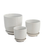 Set Of 3 Planters On Saucer | TJ Maxx
