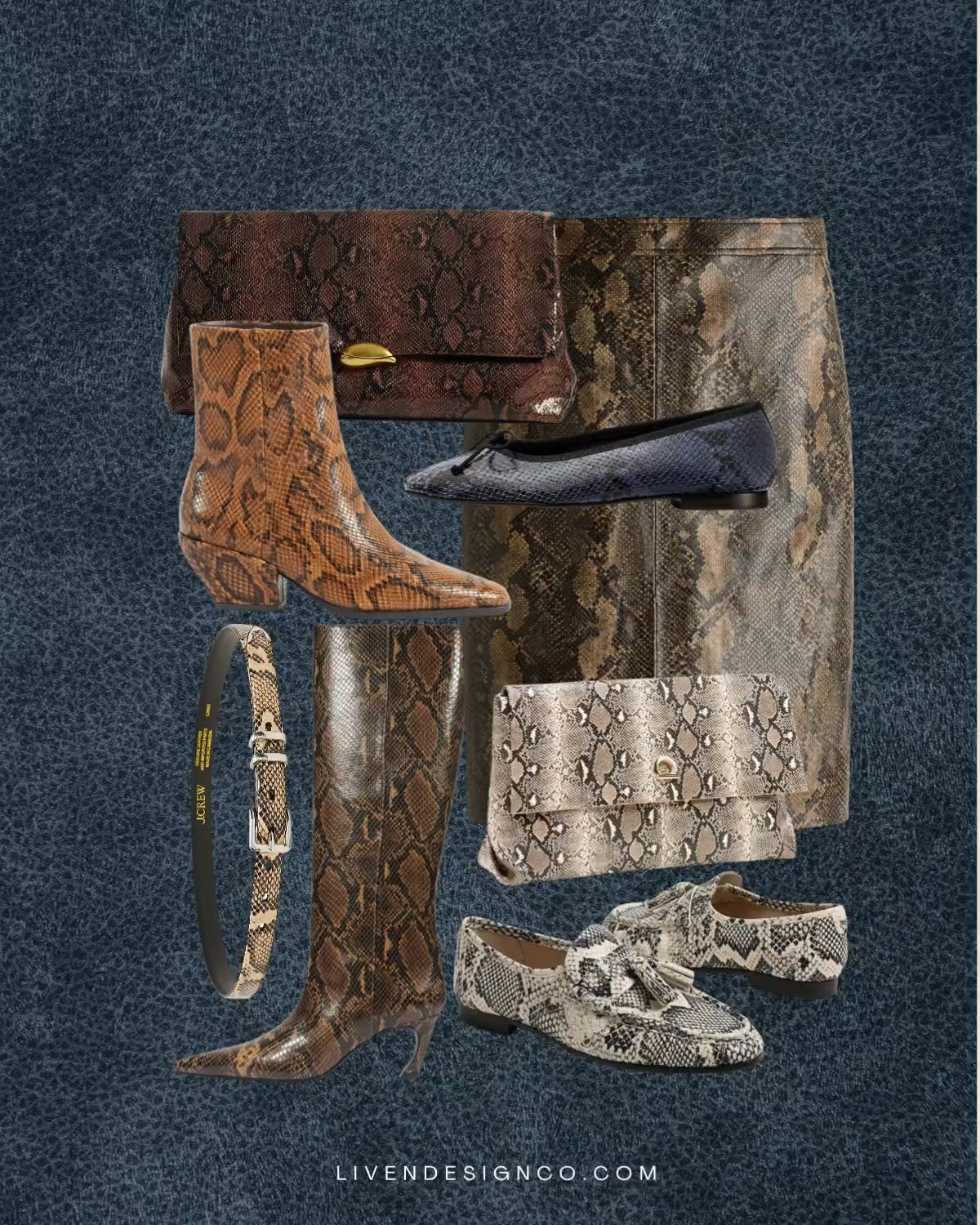 Python fashion. Snake print. Snake embossed boots. Snake print booties. Snakerprint heels. Snakeprint clutch. Stiletto heels. Python clutch. Python skirt. Snakeskin skirt 

#LTKSeasonal #LTKSaleAlert