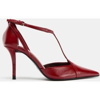 Zara - Leather Strappy Heels - Women - Red - Women | Zara US