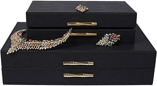 Amazon.com: ZIKOUL Modern Decorative Box Shagreen Leather Decorative Storage Boxes With Lids for ... | Amazon (US)