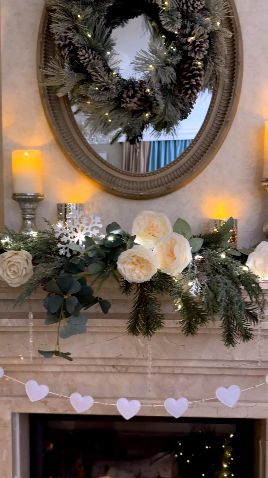 Valentine’s Day decorations, heart garland, faux roses, Valentine’s Day living room mantel decor 

#LTKHome #LTKSeasonal #LTKValentine