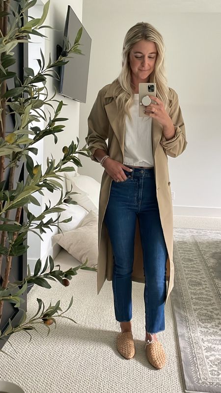 building my capsule wardrobe one basic white tee at a time 🤍 this trench coat is on sale plus an extra 30% off with code GREAT and I’m wearing an xxs. these cigarette jeans are some of my faves and fit true to size 🫶🏼 fall outfit styling | affordable french coat | capsule wardrobe ideas | woven mules

#LTKSale #LTKSeasonal #LTKshoecrush