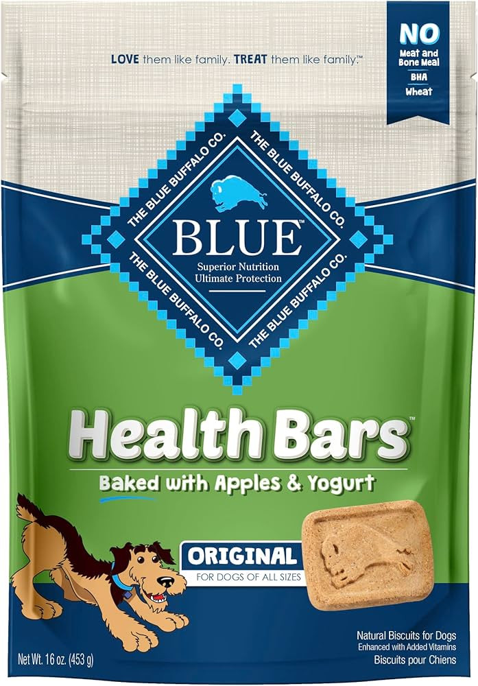 Blue Buffalo Health Bars Natural Crunchy Dog Treats Biscuits, Apple & Yogurt 16-oz Bag | Amazon (US)