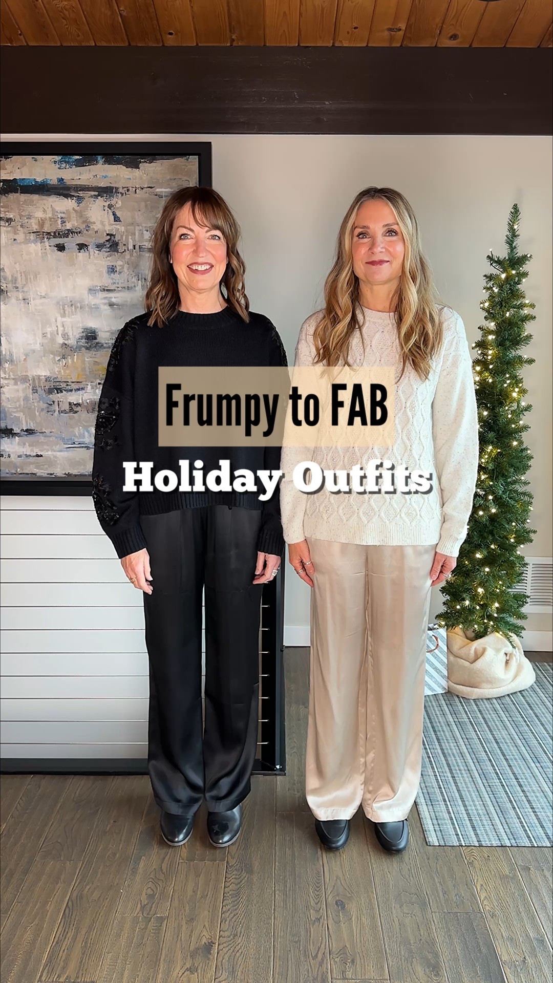 Frumpy to FAB: Christmas outfit edition!!🎄🎁  Take a monochrome outfit and jazz it up with sparkly accessories, an embellished shoe, a little tuck, and voila!✨👏🏼

Our washable silk pants are so festive and stylish for the holiday season! So many ways to style them, but one color head-to-toe is always so chic! 

Christmas party, holiday outfit, holiday accessories, pearl sweater, rhinestone heel, holiday shoe, sparkly heel,festive outfit, date night outfit, Christmas outfit 

#LTKOver40 #LTKFindsUnder50 #LTKHoliday