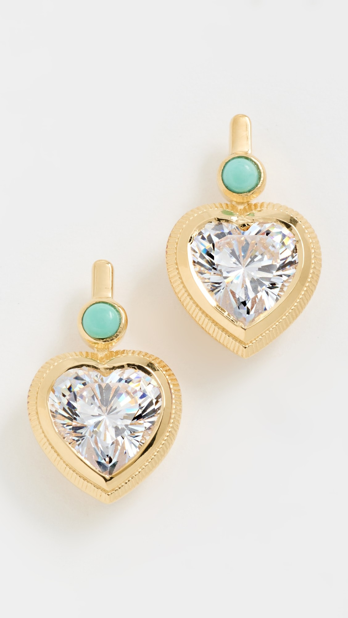 Bezel Heart Earrings with Turquoise | Shopbop