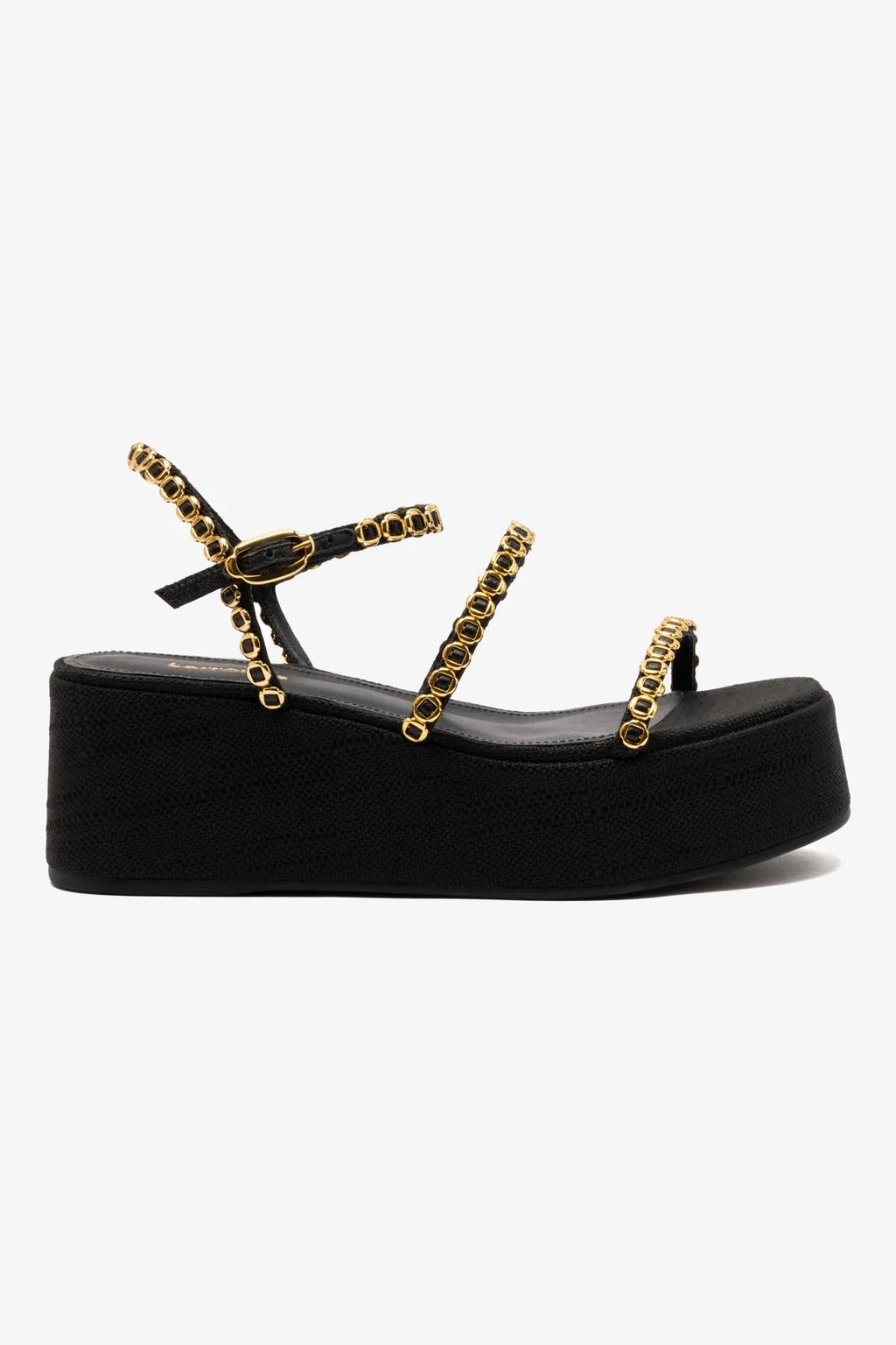 Gio Milanina Flatform Sandal In Black Raffia | Larroude
