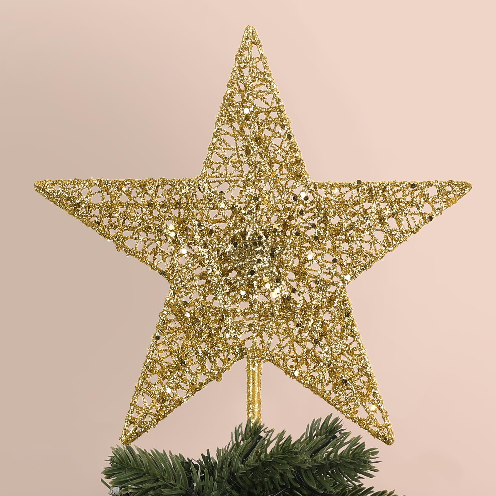 Christmas Tree Topper, hogardeck Gold 5-Pointed Star Tree Topper for Christmas Decor, Tree Topper... | Amazon (US)