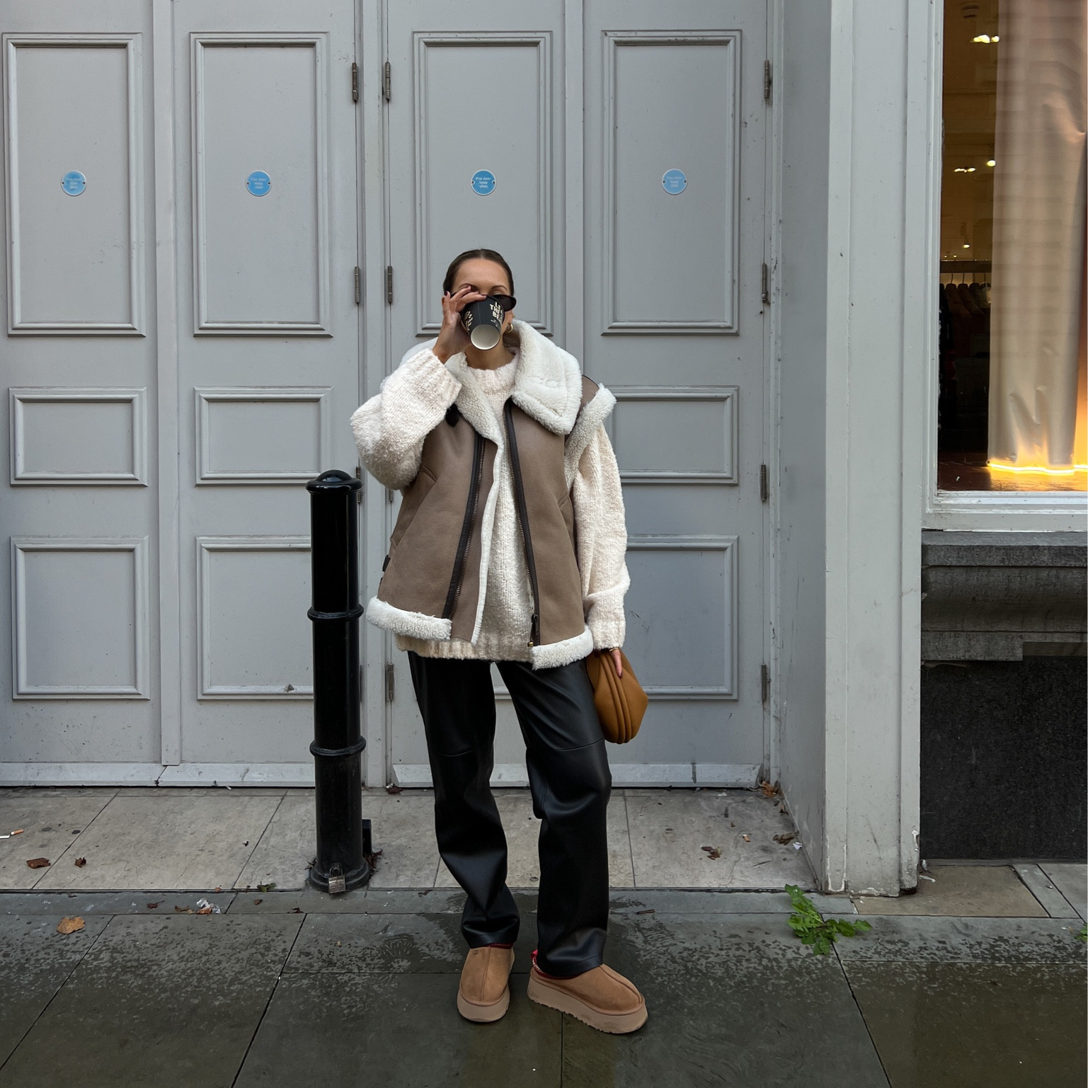 h&m jumper | Zara vest | mango leather pants | Uggs 

#LTKSeasonal #LTKeurope #LTKstyletip