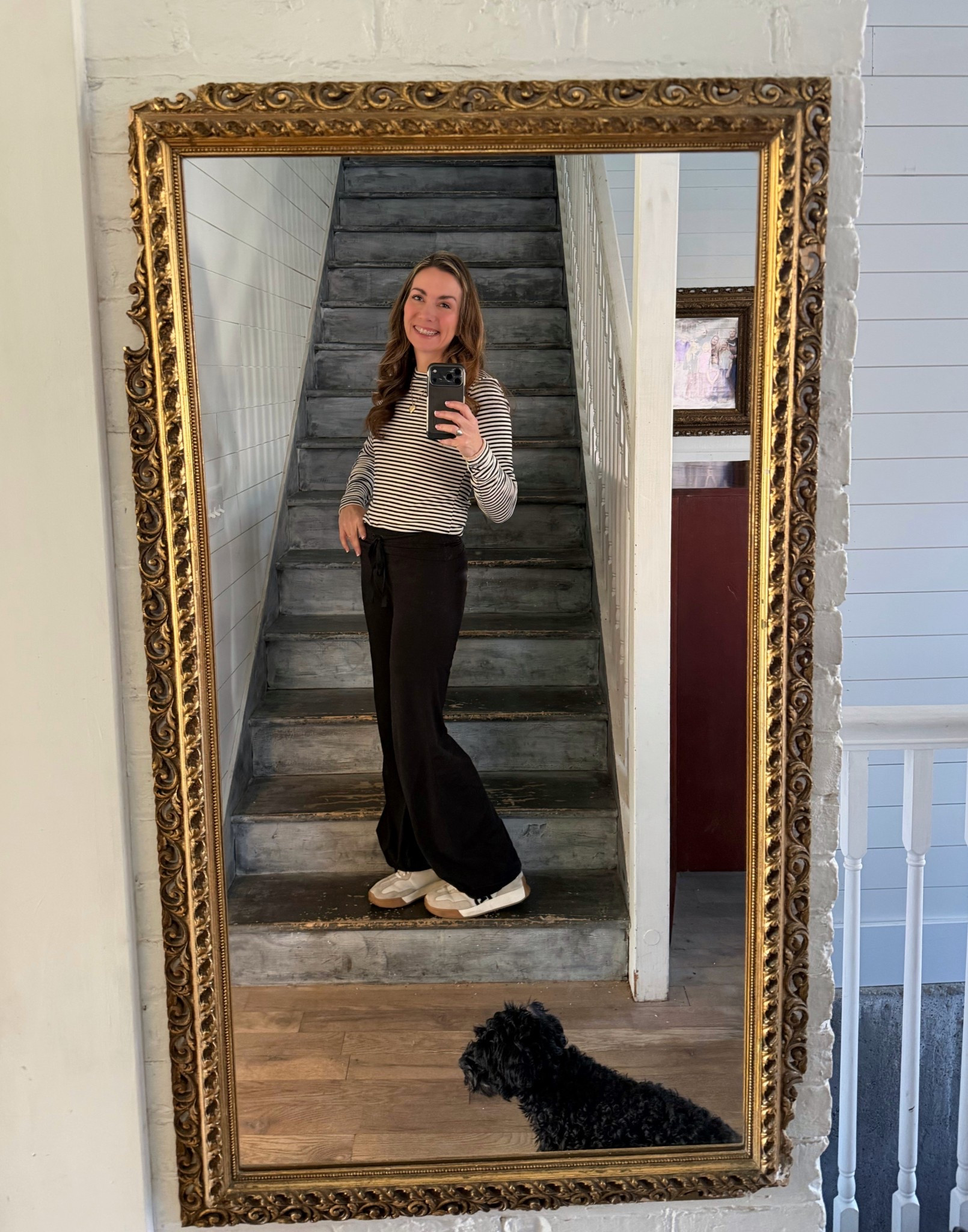 These are some of my favorite pants!  I wore them to the gym this morning with a tank top and then when I got home I just switched to this cute striped top.  Give me comfy and soft all day long! This top is on sale for $17.97 snag it before it’s gone. I sized up to a medium in the top because it is snug fitting.

#LTKmomlife #LTKfitnessgoals #LTKootd