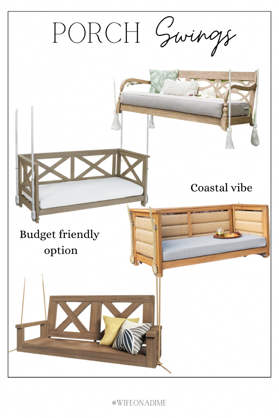 Front porch swings I’m loving and considering for our porch. Some are budget friends and some are a splurge for your outdoor space. 

Farmhouse swings, patio swings, bed swing porch decor 

#LTKSeasonal #LTKhome