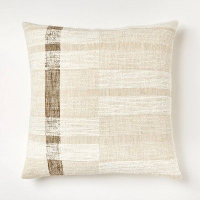 Oversized Woven Striped Square Throw Pillow Cream/Brown - Threshold™ designed with Studio McGee | Target