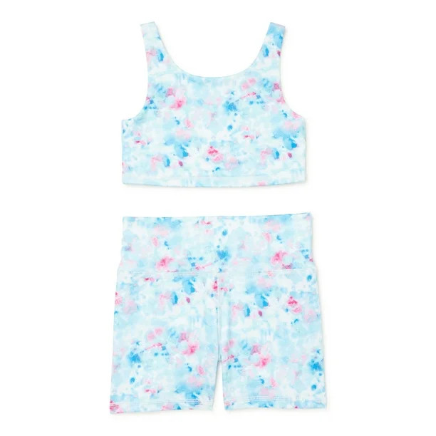 Athletic Works Girls Sports Bra and Bike Shorts Set, 2-Piece, Sizes 4-18 & Plus | Walmart (US)