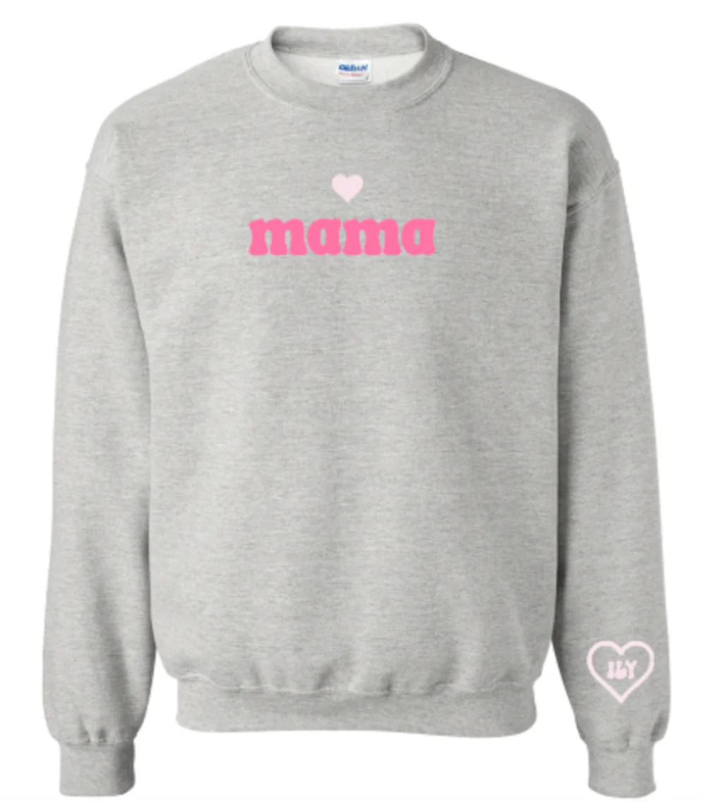 Mama Embroidered Light Grey Crewneck | Shop Staykation