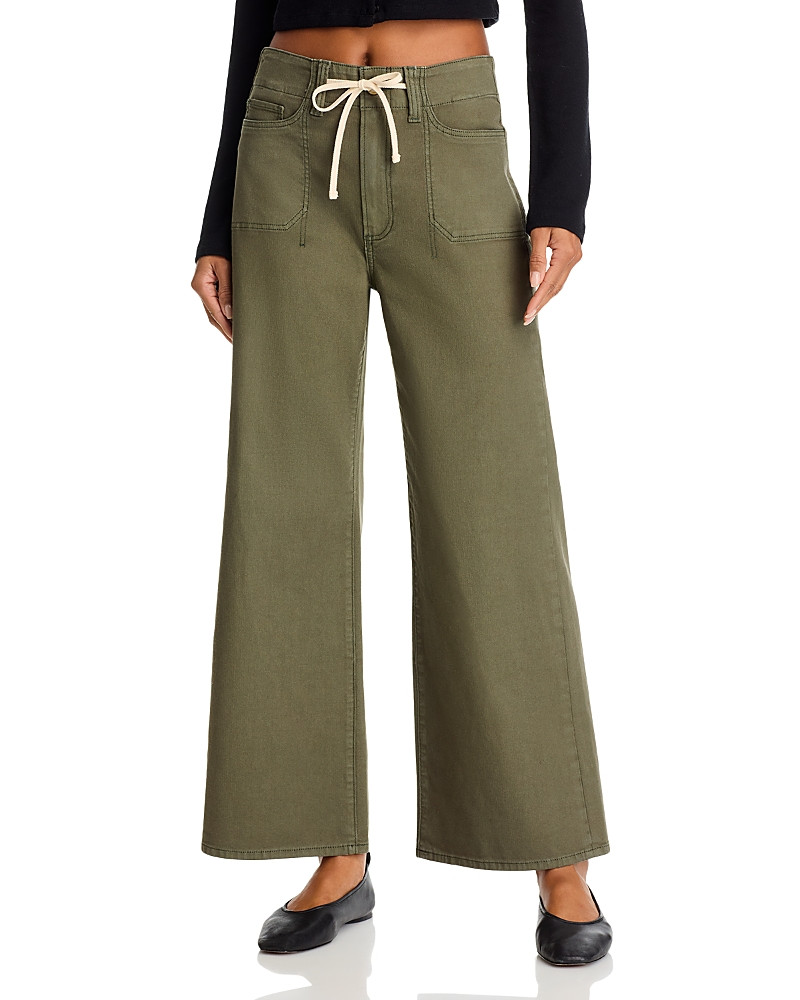 Paige Ari High Rise Drawstring Wide Leg Jeans in Vintage Forester Green | Bloomingdale's (US)