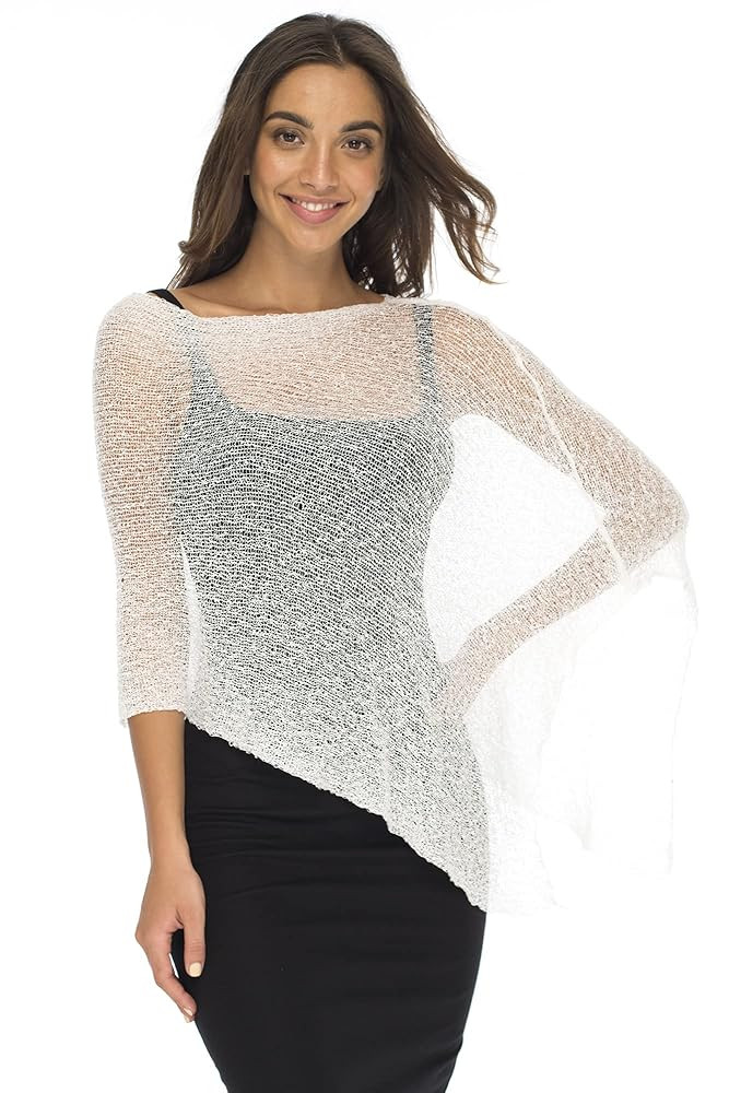 Back From Bali Womens Sheer Poncho Shrug Bolero, Lightweight Summer Shrug Pullover Sweater | Amazon (US)
