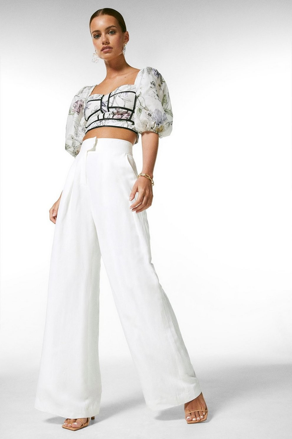 Petite Botanical Silk Cotton Woven Corset Top | Karen Millen US