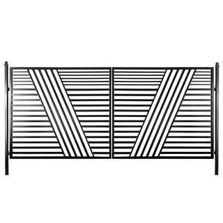 18 ft. x 6 ft. Sofia Black Metal Steel Dual Swinging Driveway Fence Gate | The Home Depot